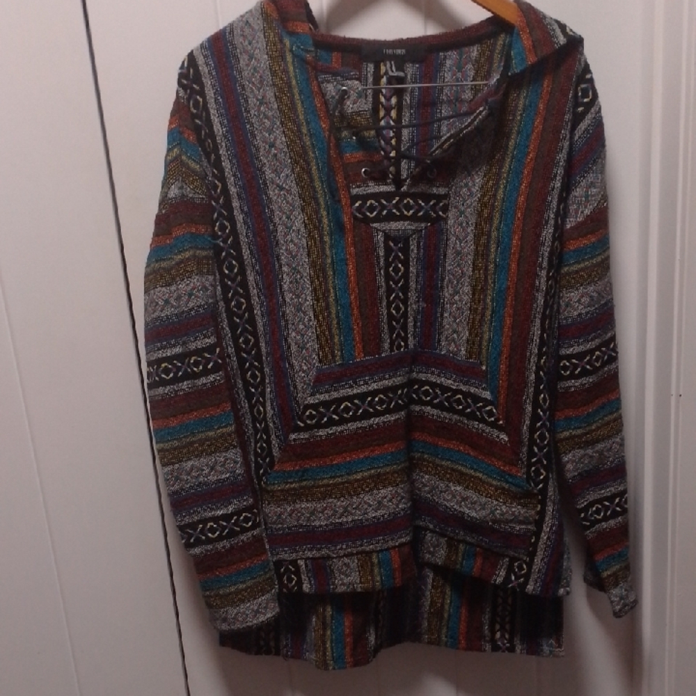 Forever 21 Multicolor Patterned Cowl Neck Sweater